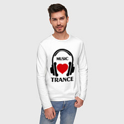 Лонгслив хлопковый мужской Trance Music is Love, цвет: белый — фото 2