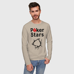 Лонгслив хлопковый мужской Poker Stars, цвет: миндальный — фото 2