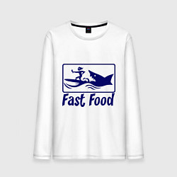 Лонгслив хлопковый мужской Shark fast food, цвет: белый