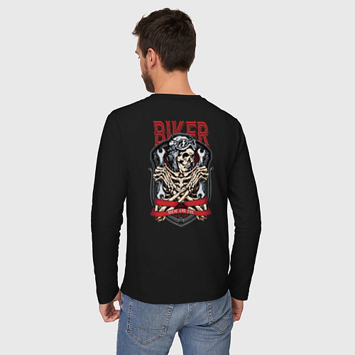 Мужской лонгслив Cool biker Skull / Черный – фото 4