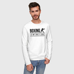 Лонгслив хлопковый мужской Boxing life, цвет: белый — фото 2