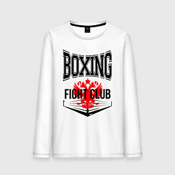 Лонгслив хлопковый мужской Boxing fight club Russia, цвет: белый