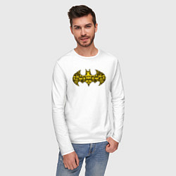Лонгслив хлопковый мужской Batman logo, цвет: белый — фото 2