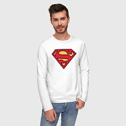 Лонгслив хлопковый мужской Superman logo, цвет: белый — фото 2