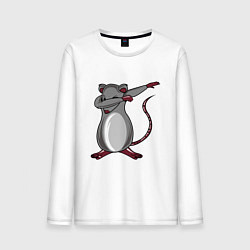 Лонгслив хлопковый мужской Dabbing Rat, цвет: белый