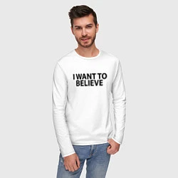 Лонгслив хлопковый мужской I WANT TO BELIEVE, цвет: белый — фото 2