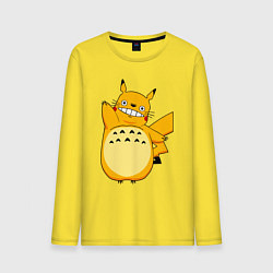 Лонгслив хлопковый мужской Pika Totoro, цвет: желтый
