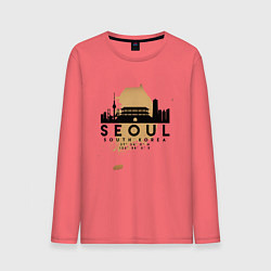 Лонгслив хлопковый мужской Сеул Южная Корея, цвет: коралловый