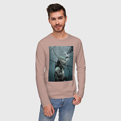 Лонгслив хлопковый мужской Death Stranding, цвет: пыльно-розовый — фото 2