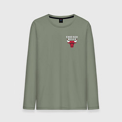 Лонгслив хлопковый мужской CHICAGO BULLS НА СПИНЕ, цвет: авокадо
