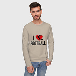 Лонгслив хлопковый мужской I love football, цвет: миндальный — фото 2