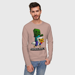 Лонгслив хлопковый мужской MINECRAFT, цвет: пыльно-розовый — фото 2