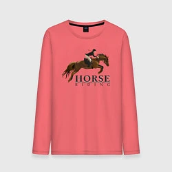 Лонгслив хлопковый мужской HORSE RIDING, цвет: коралловый