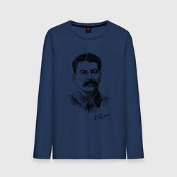 Лонгслив хлопковый мужской Товарищ Сталин цвета тёмно-синий — фото 1