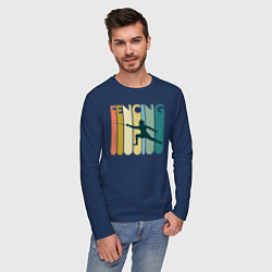Лонгслив хлопковый мужской Fencing, цвет: тёмно-синий — фото 2
