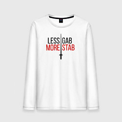 Лонгслив хлопковый мужской Less Gab, More Stab, цвет: белый