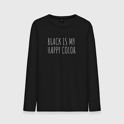 Лонгслив хлопковый мужской BLACK IS MY HAPPY COLOR, цвет: черный