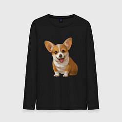 Лонгслив хлопковый мужской Корги, цвет: черный
