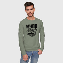Лонгслив хлопковый мужской МЧПВ, цвет: авокадо — фото 2