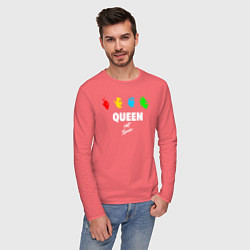 Лонгслив хлопковый мужской Queen, цвет: коралловый — фото 2