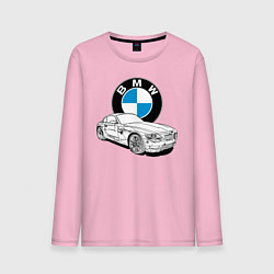 Лонгслив хлопковый мужской BMW цвета светло-розовый — фото 1