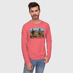 Лонгслив хлопковый мужской Westworld Landscape цвета коралловый — фото 2