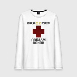 Лонгслив хлопковый мужской Brazzers orgasm donor, цвет: белый