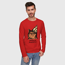 Лонгслив хлопковый мужской PIZZA PARTY, цвет: красный — фото 2