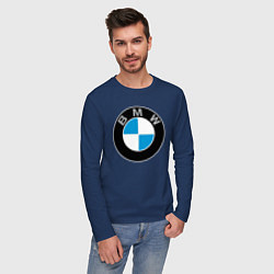 Лонгслив хлопковый мужской BMW, цвет: тёмно-синий — фото 2
