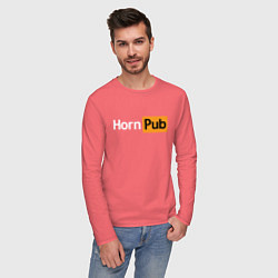 Лонгслив хлопковый мужской HornPub, цвет: коралловый — фото 2