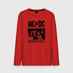 Лонгслив хлопковый мужской ACDC highway to hell, цвет: красный