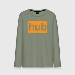 Лонгслив хлопковый мужской Hub, цвет: авокадо