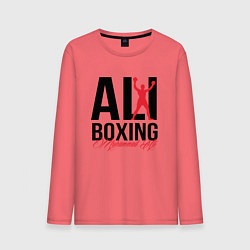 Лонгслив хлопковый мужской Muhammad Ali, цвет: коралловый