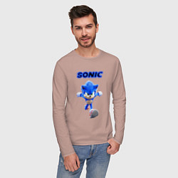 Лонгслив хлопковый мужской SONIC, цвет: пыльно-розовый — фото 2
