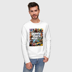Лонгслив хлопковый мужской GTA5, цвет: белый — фото 2
