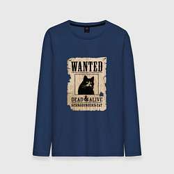 Лонгслив хлопковый мужской Кот, цвет: тёмно-синий