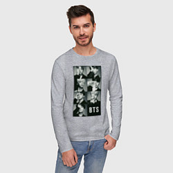 Лонгслив хлопковый мужской BTS, цвет: меланж — фото 2