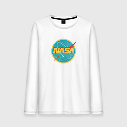 Лонгслив хлопковый мужской NASA винтажный логотип, цвет: белый