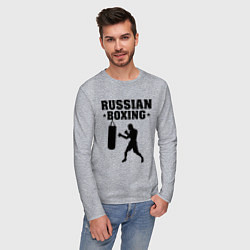 Лонгслив хлопковый мужской Russian Boxing, цвет: меланж — фото 2