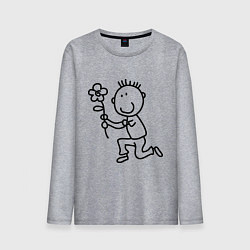 Лонгслив хлопковый мужской Человечки с цветком парная муж, цвет: меланж