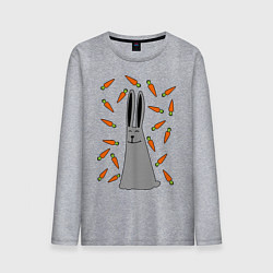 Лонгслив хлопковый мужской Кролик в морковке, цвет: меланж