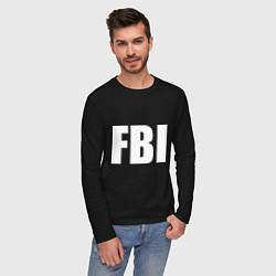Лонгслив хлопковый мужской FBI, цвет: черный — фото 2