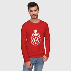 Лонгслив хлопковый мужской Volkswagen Girl Z, цвет: красный — фото 2