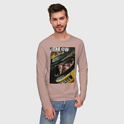 Лонгслив хлопковый мужской Айртон Сенна, цвет: пыльно-розовый — фото 2
