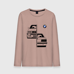 Лонгслив хлопковый мужской BMW БМВ Z, цвет: пыльно-розовый