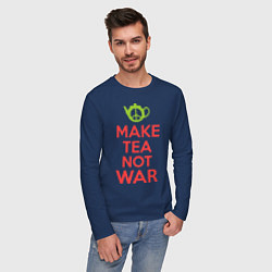 Лонгслив хлопковый мужской Make tea not war, цвет: тёмно-синий — фото 2