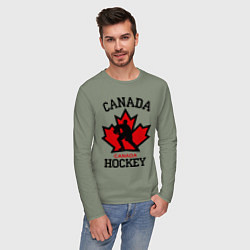 Лонгслив хлопковый мужской Canada Hockey, цвет: авокадо — фото 2