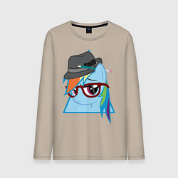 Лонгслив хлопковый мужской Rainbow Dash hipster, цвет: миндальный