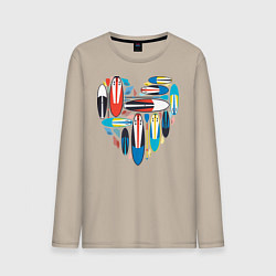 Лонгслив хлопковый мужской Sup serfing love, цвет: миндальный