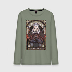 Лонгслив хлопковый мужской The Witcher, Geralt, Ведьмак,, цвет: авокадо